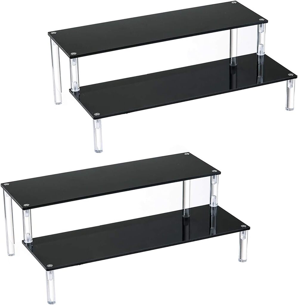 2-Tier Black Acrylic Display for Dessert Jewels Figurine Cupcake Stand - 2 Pack